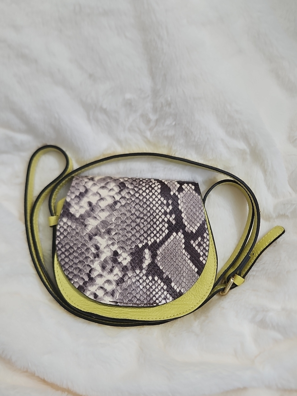 Gianni Chiarini Genuine Leather Crossbody Bag | Snake Print & Lime Green